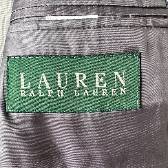 Lauren Ralph Lauren Men's Classic Gray Checkered Wool Silk Blazer Jacket 46R - Picture 5 of 10